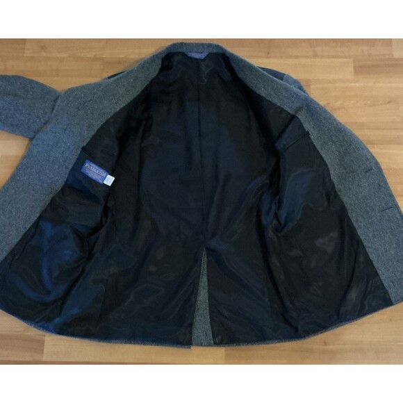 Pendleton Mens Blazer 44 Gray Tweed Wool – Black Suede Elbow Patches & Shoulder - Picture 10 of 14